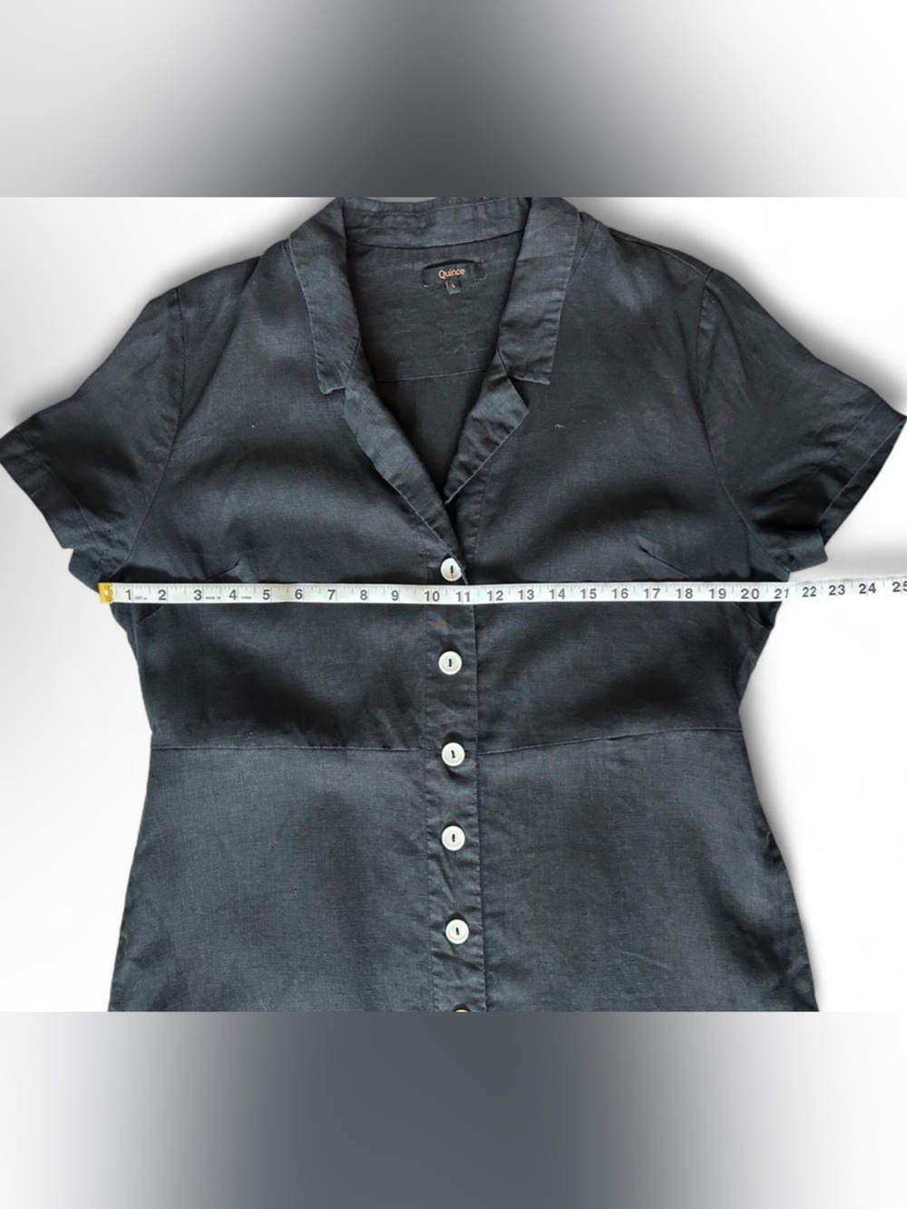 Quince 100% European Linen Button-Front Black Short-Sleeve Dress Women’s - Large - Picture 10 of 12